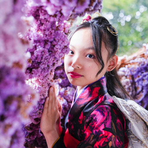 千葉市ドライフラワーたくさんのおしゃれ可愛いフォトスタジオで七五三撮影