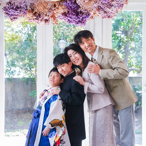千葉市ドライフラワーたくさんのおしゃれ可愛いフォトスタジオで七五三撮影