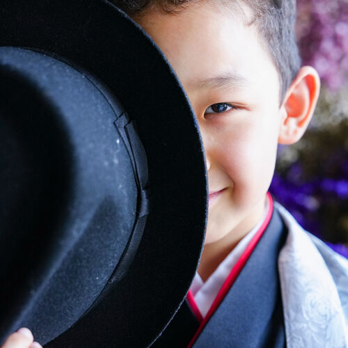千葉市ドライフラワーたくさんのおしゃれ可愛いフォトスタジオで七五三撮影
