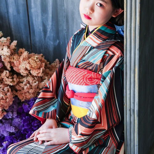 千葉市ドライフラワーたくさんのおしゃれ可愛いフォトスタジオで七五三撮影